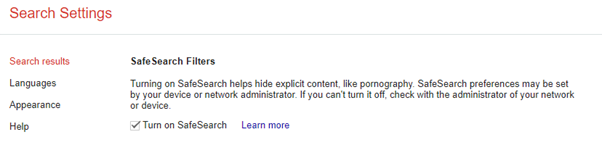 Turn on SafeSearch