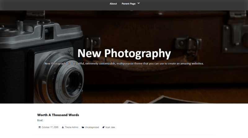 New Photography WordPress Theme