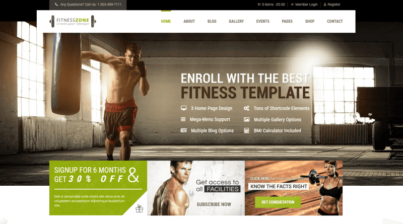 fitness zone wordpress fitness themes