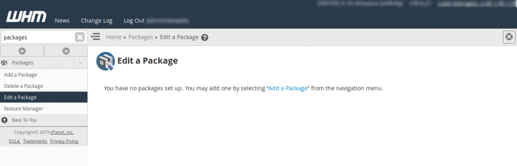 WHM Edit a Package
