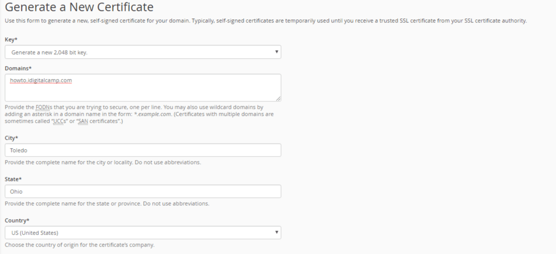 cPanel - New Certificate1