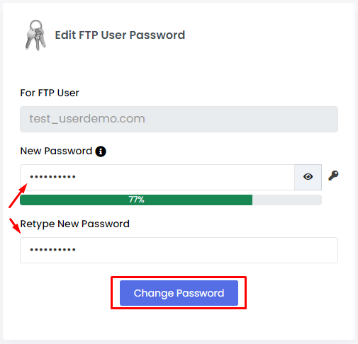 change ftp user password webuzo