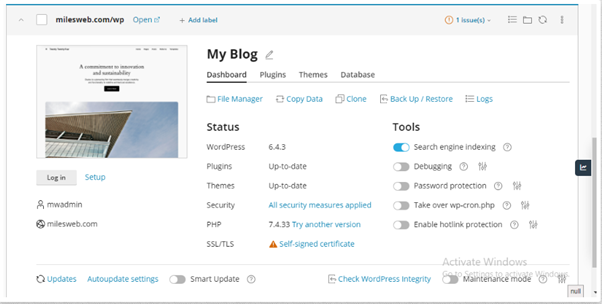 access the wordpress backups created