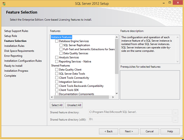 SQL Server Feature Installation